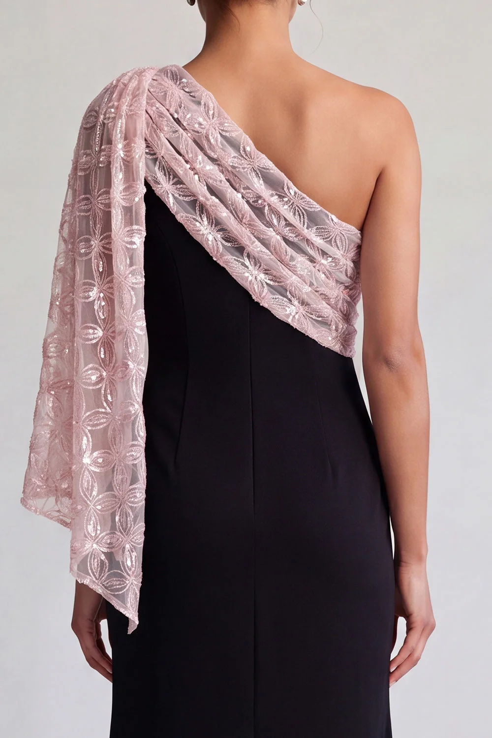Sparkly Black and Pink Mermaid Sequin Long Mother of the Bride Dress