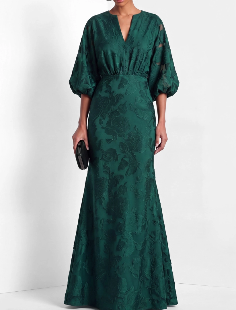 Dark Green Satin Mother of the Bride Dress
