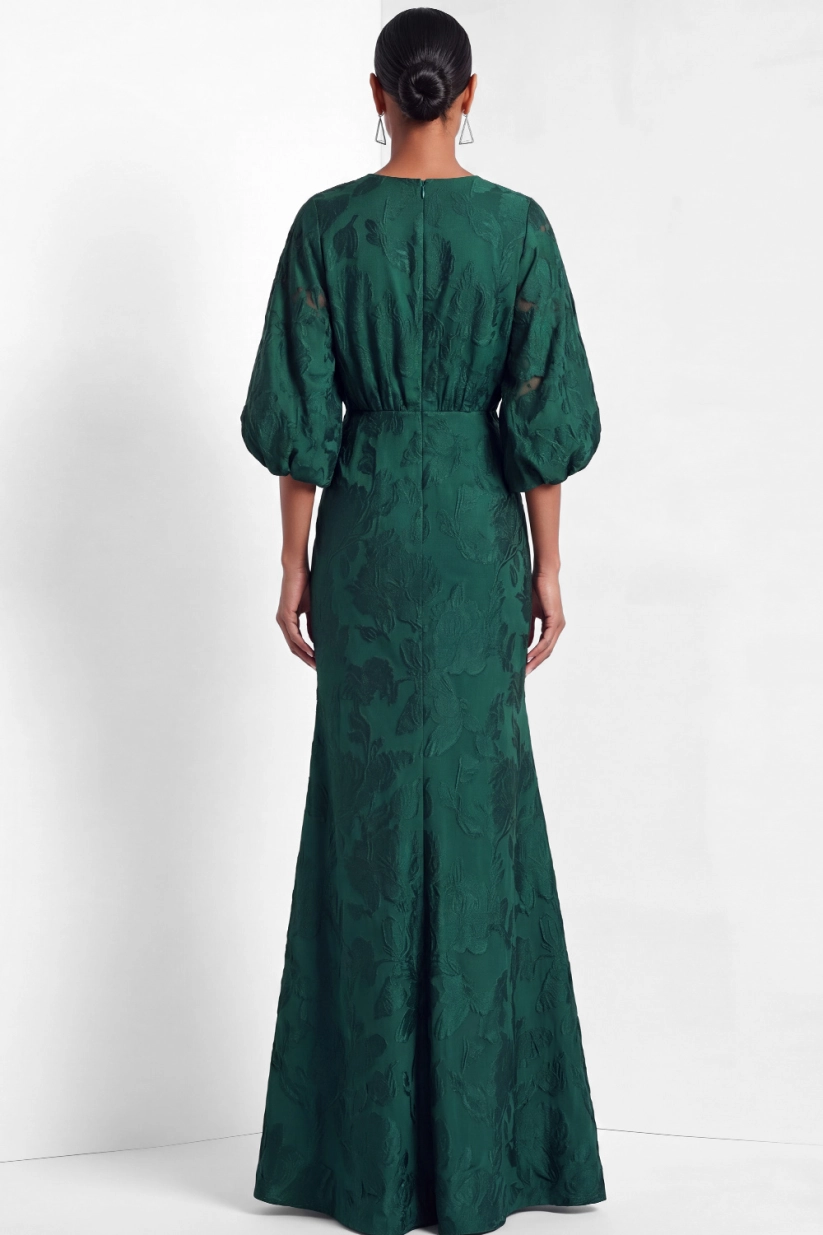 Dark Green Satin Mother of the Bride Dress