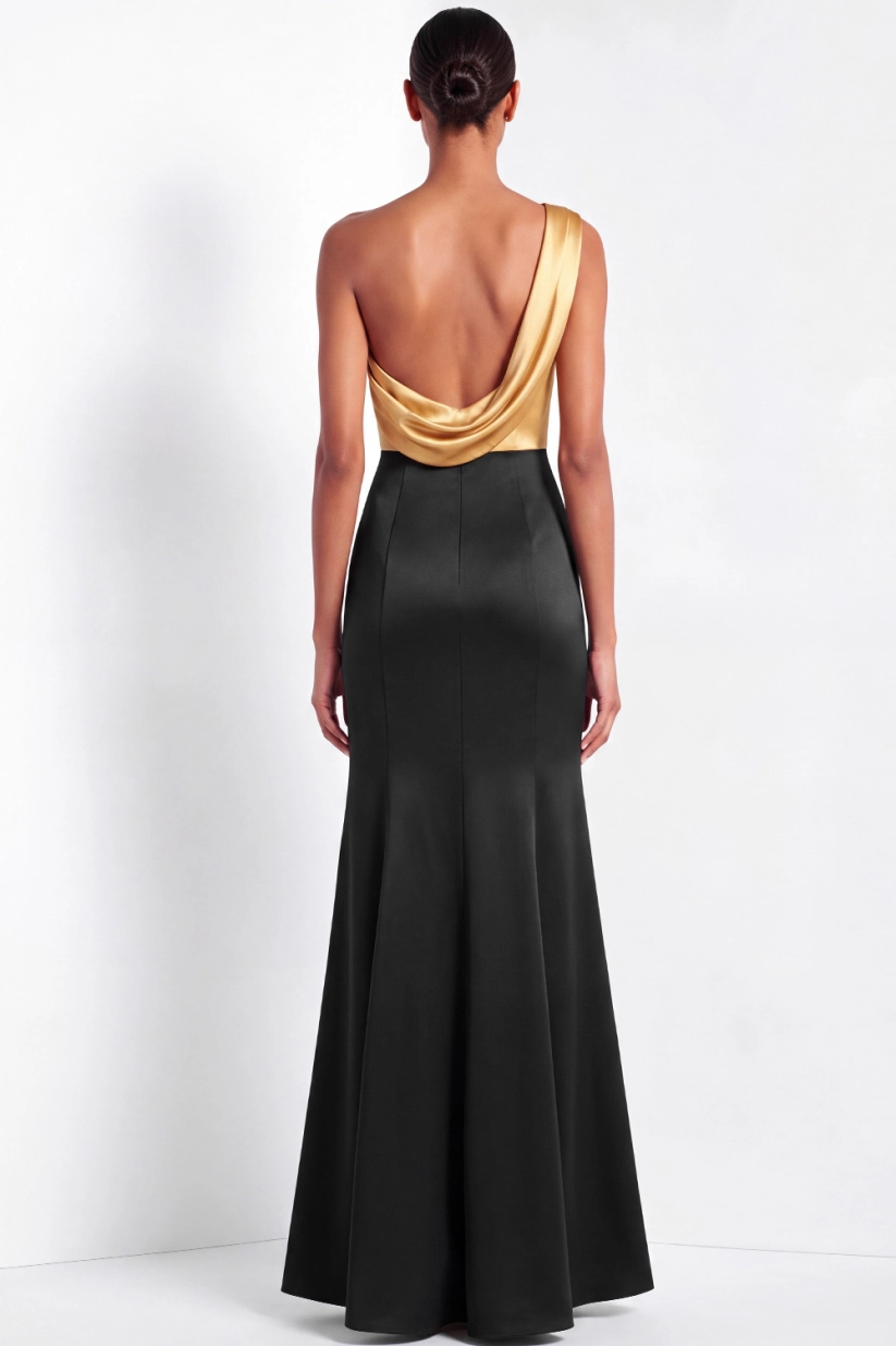 Golden Satin Maxi Dress