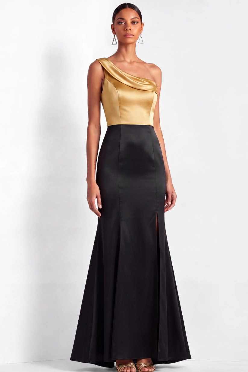 Golden Satin Maxi Dress