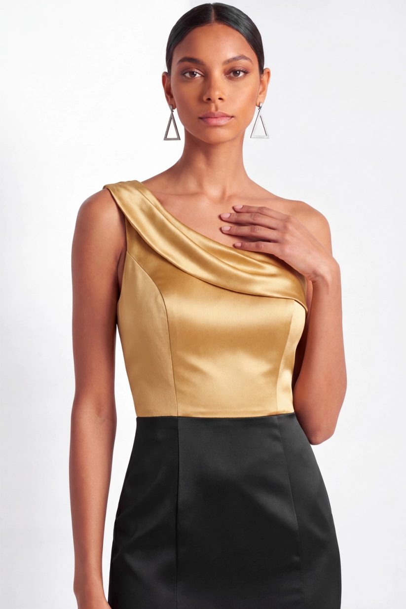 Golden Satin Maxi Dress