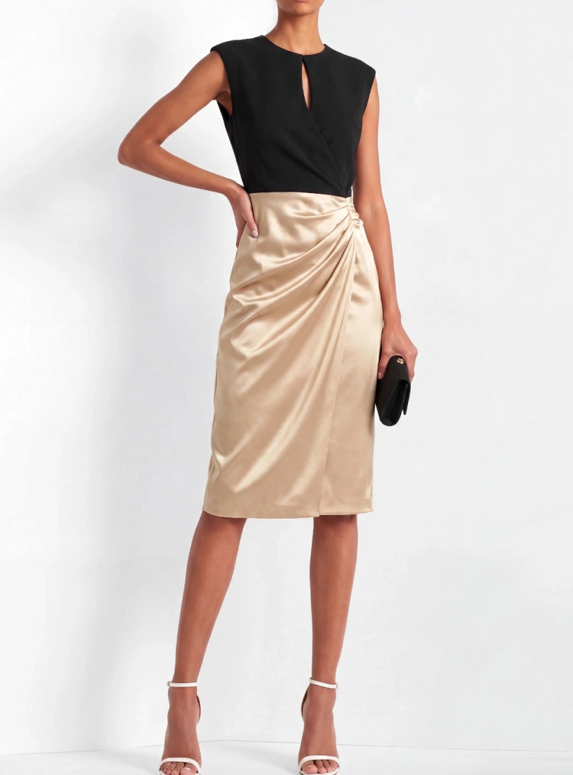 Champagne Satin Work Dress