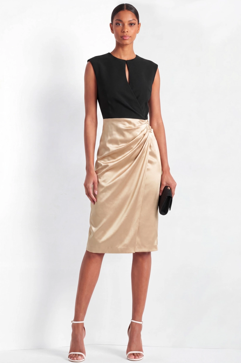 Champagne Satin Work Dress