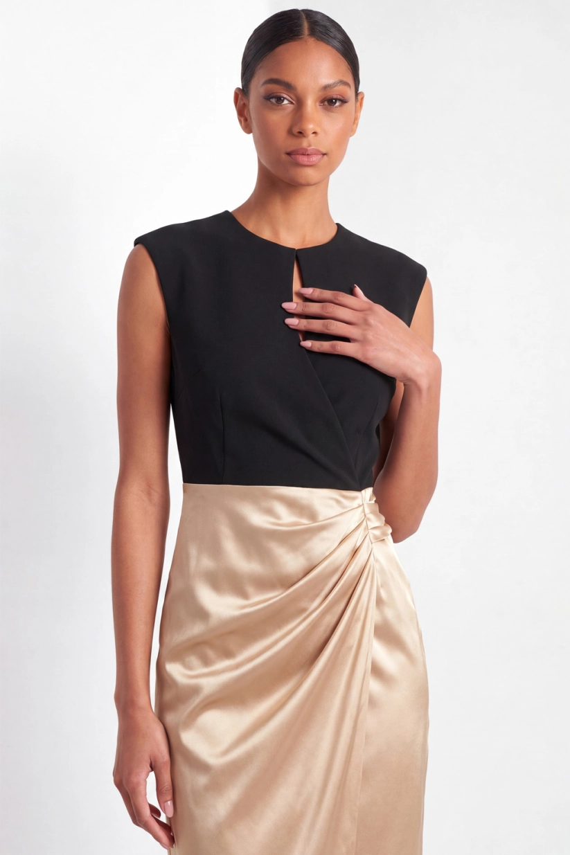 Champagne Satin Work Dress