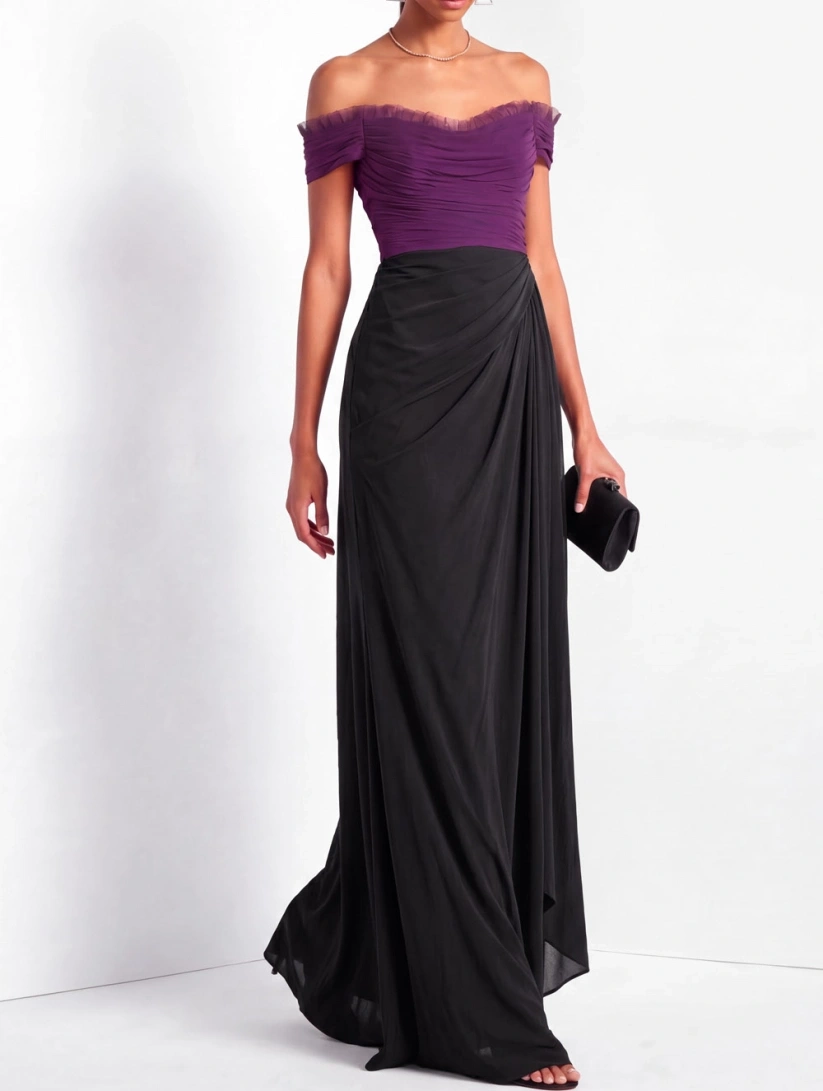 Purple Chiffon Wedding Guest Dress