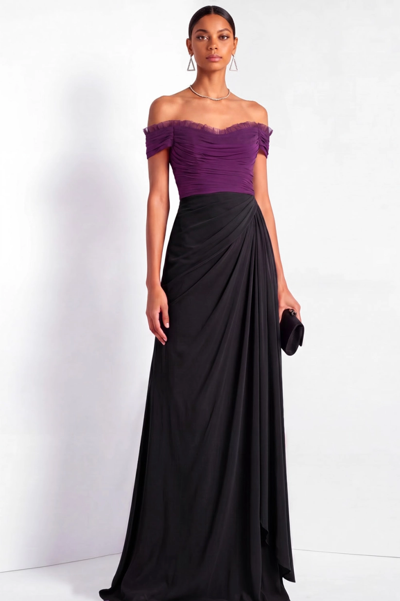Purple Chiffon Wedding Guest Dress