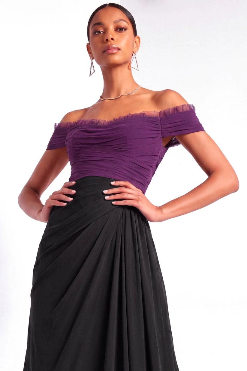 Purple Chiffon Wedding Guest Dress