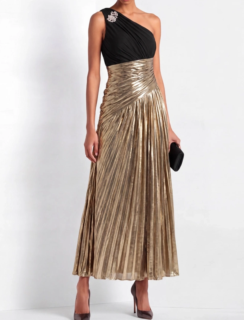 Golden Metallic Maxi Dress