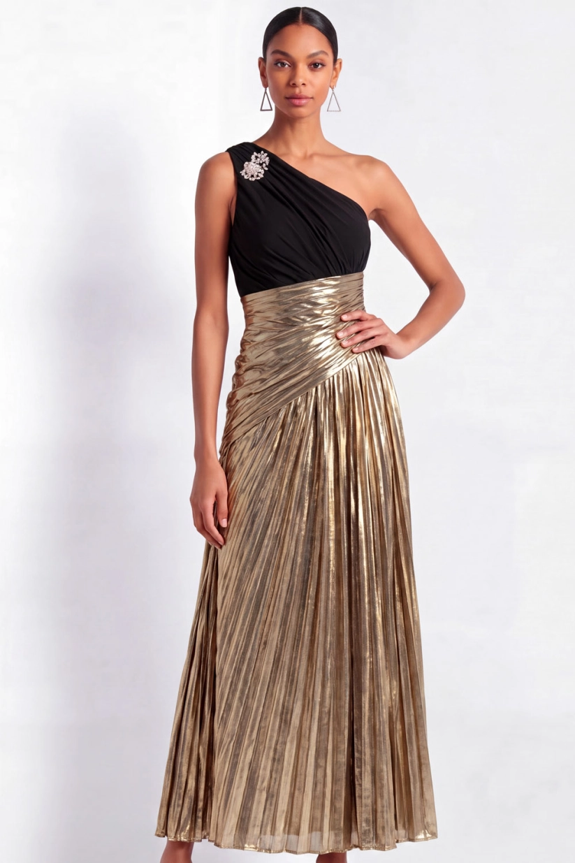 Golden Metallic Maxi Dress
