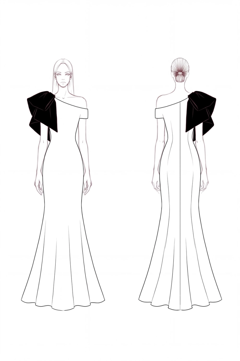 White One Shoulder Velvet Bow Mermaid Gown