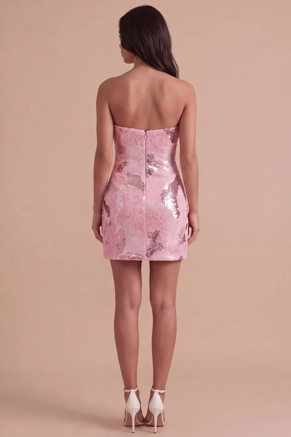 Pink Sparkly Sequins Bodycon Beaded Short Homecoming Dress