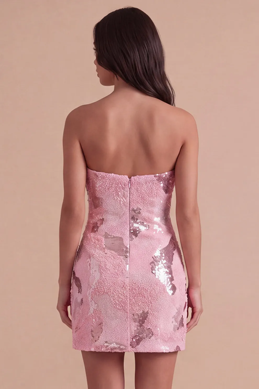 Pink Sparkly Sequins Bodycon Beaded Short Homecoming Dress