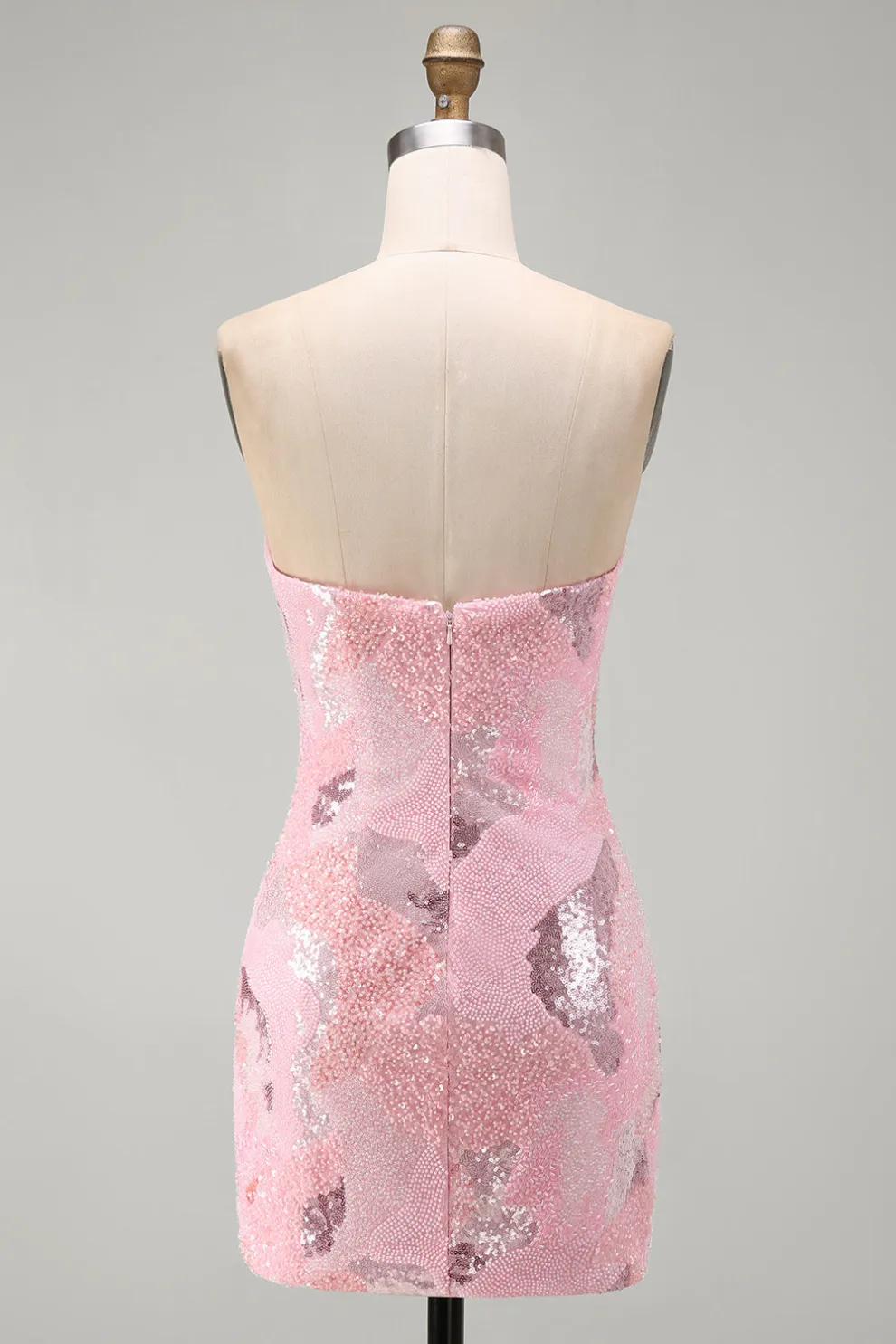 Pink Sparkly Sequins Bodycon Beaded Short Homecoming Dress