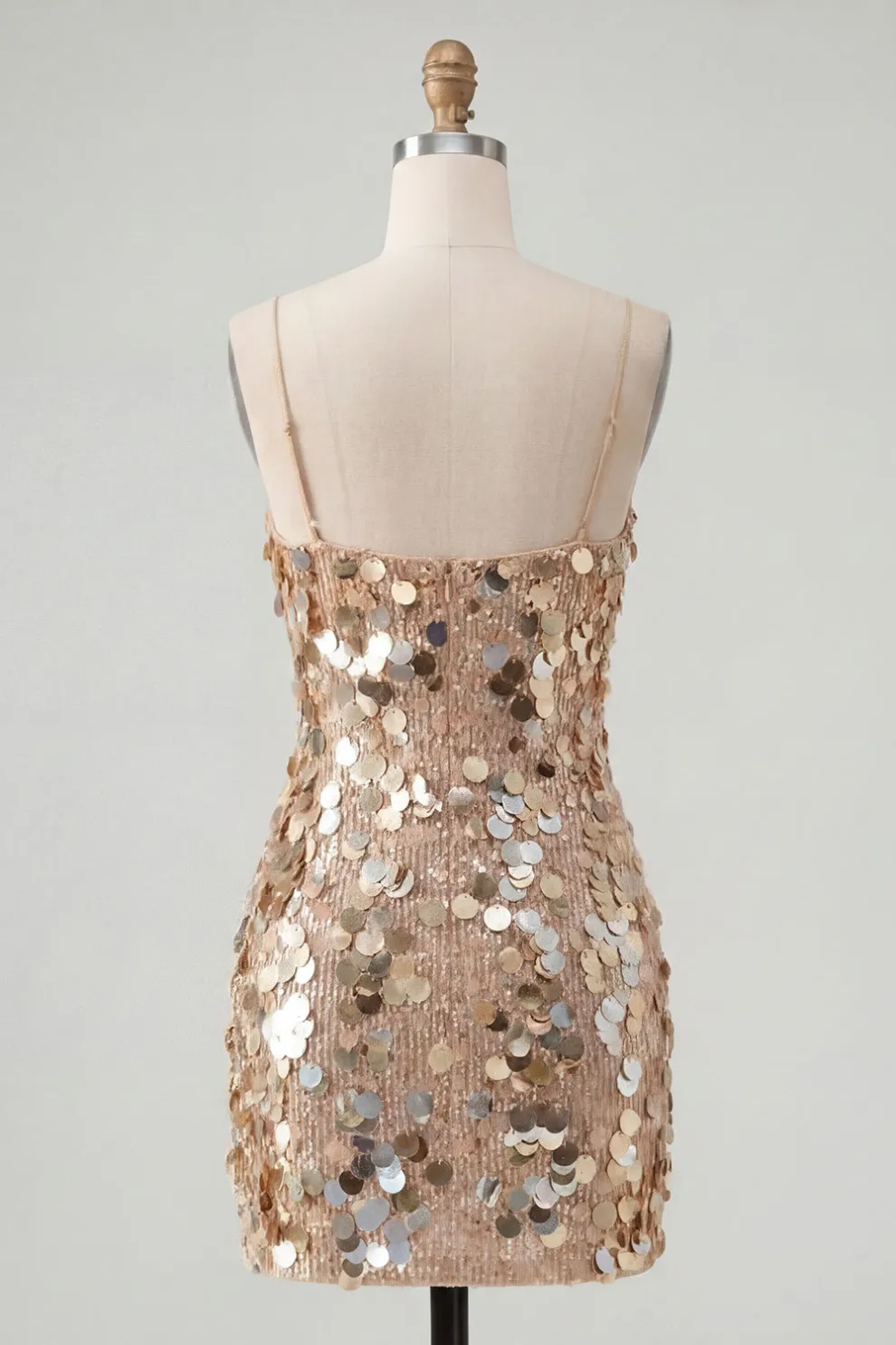 Burgundy Sparkly Sequins Bodycon Spaghetti Straps Short Homecoming Dress