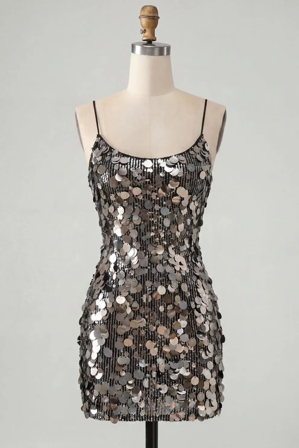 Burgundy Sparkly Sequins Bodycon Spaghetti Straps Short Homecoming Dress