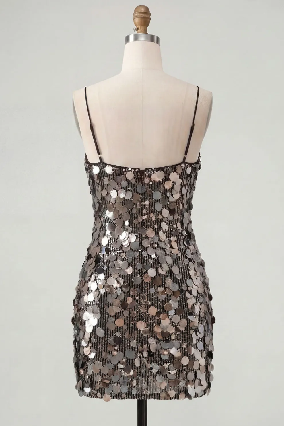 Burgundy Sparkly Sequins Bodycon Spaghetti Straps Short Homecoming Dress