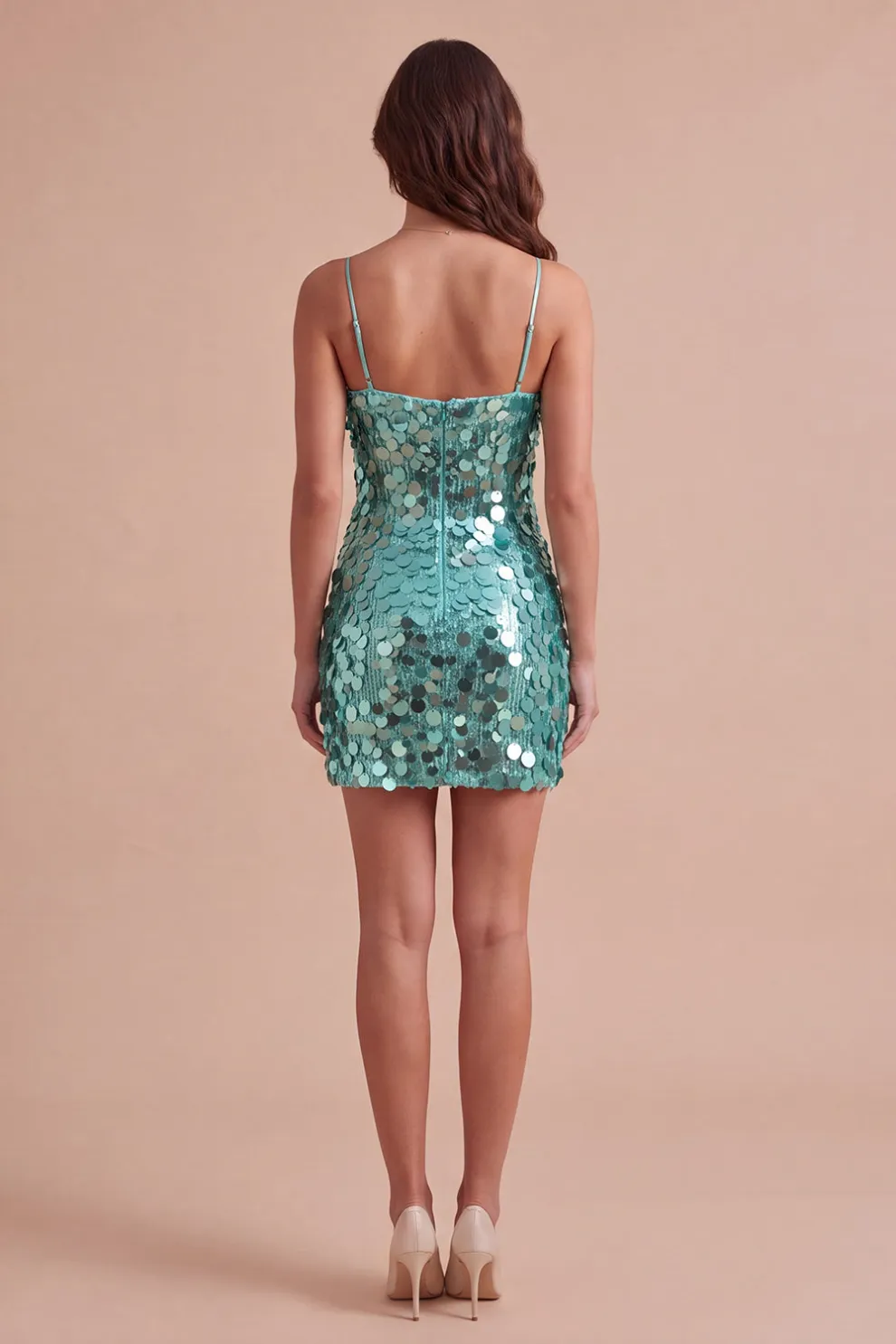 Burgundy Sparkly Sequins Bodycon Spaghetti Straps Short Homecoming Dress