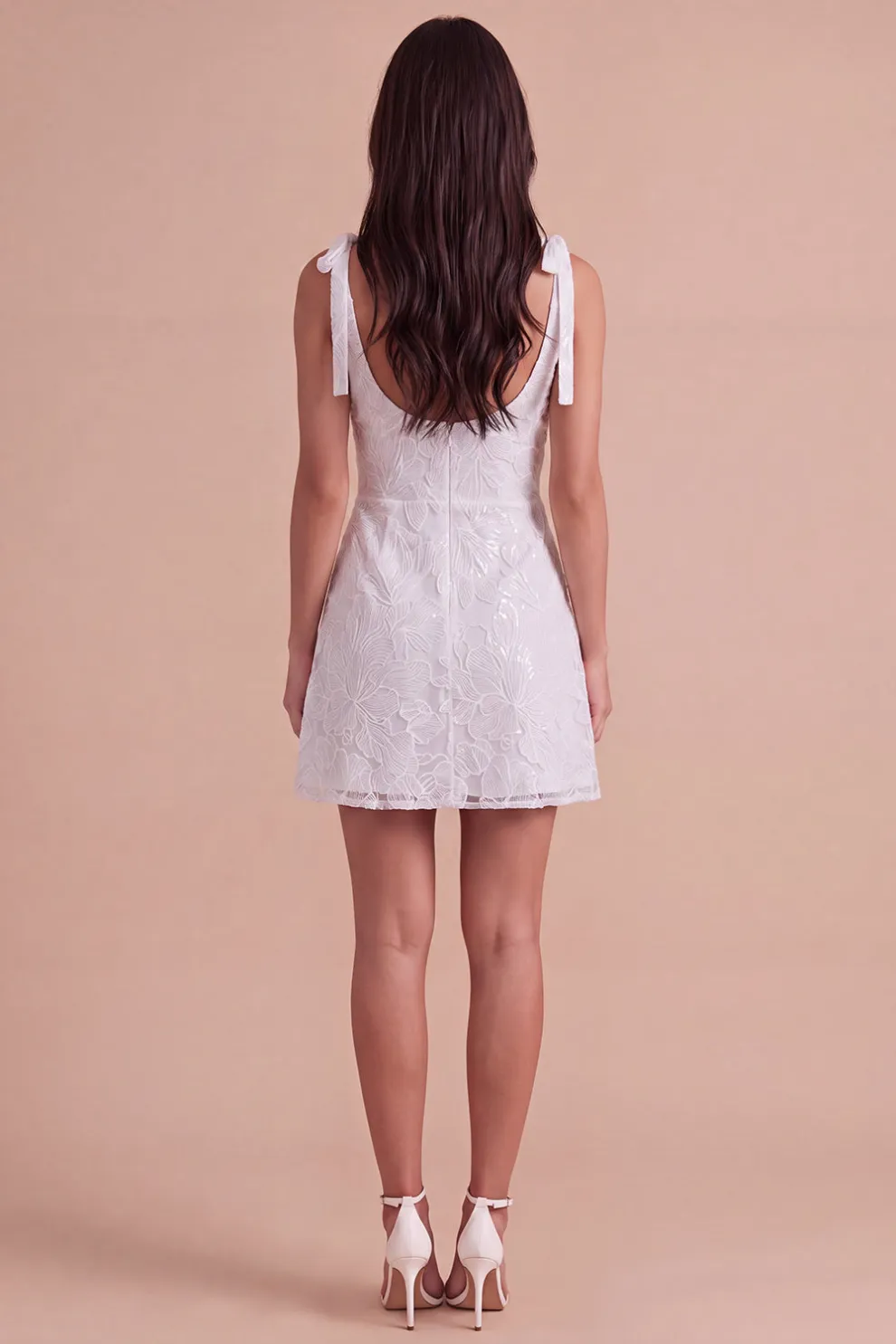 Ivory Floral A-Line Thick Straps Short Homecoming Dress with Bow