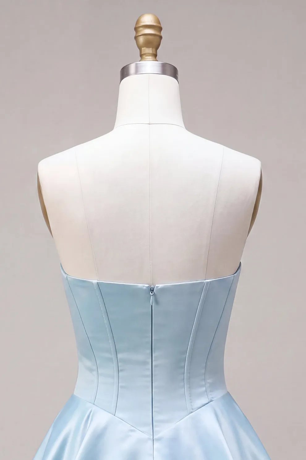 Sky Blue Satin Ruffled A-Line Short Corset Homecoming Dress
