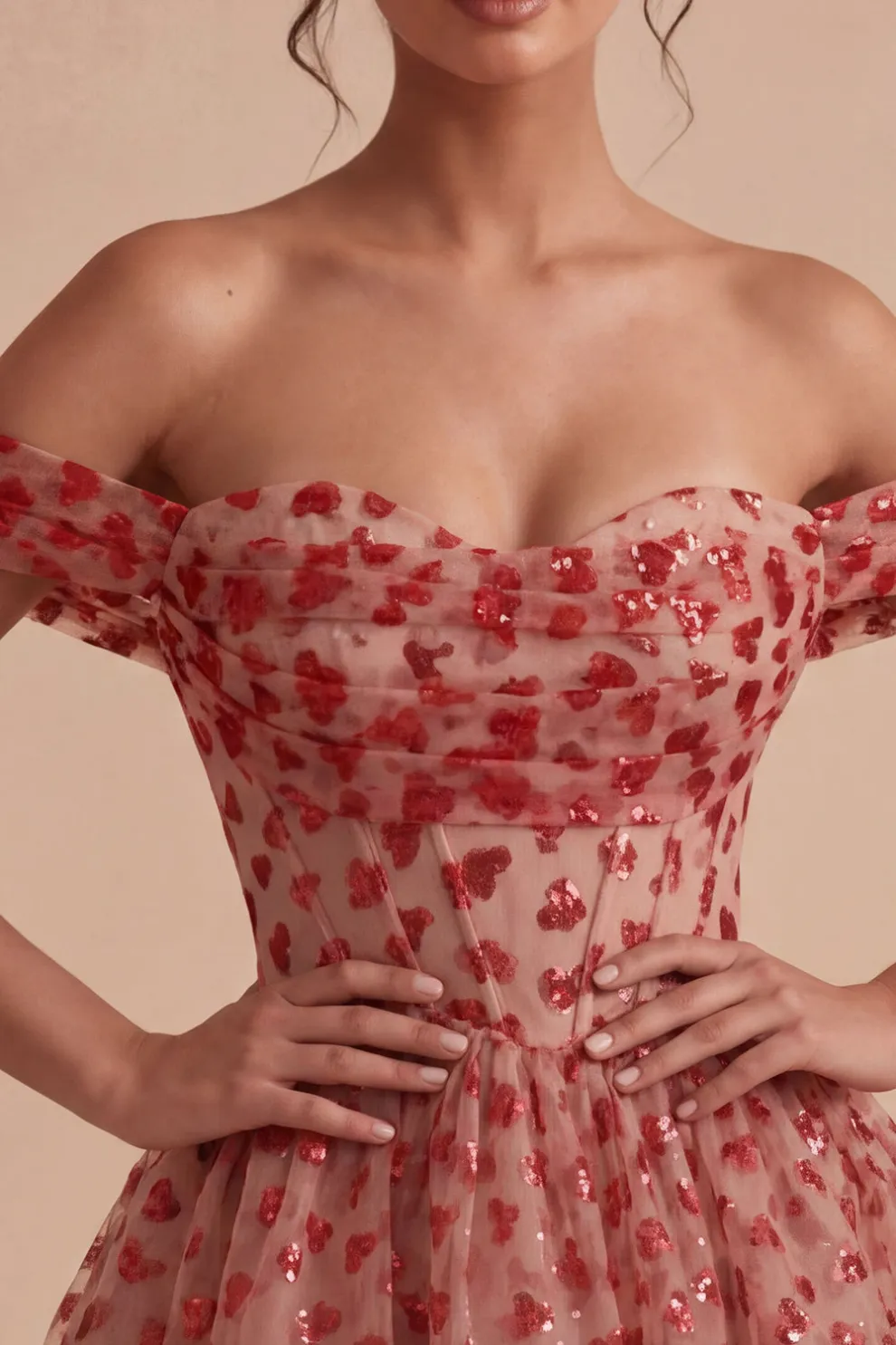 Red Sparkly Sequins Ruffled Tiered A-Line Corset Short Homecoming Dress