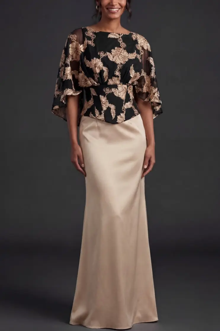 Black Mermaid Ruffle Sleeves Maxi Formal Dress