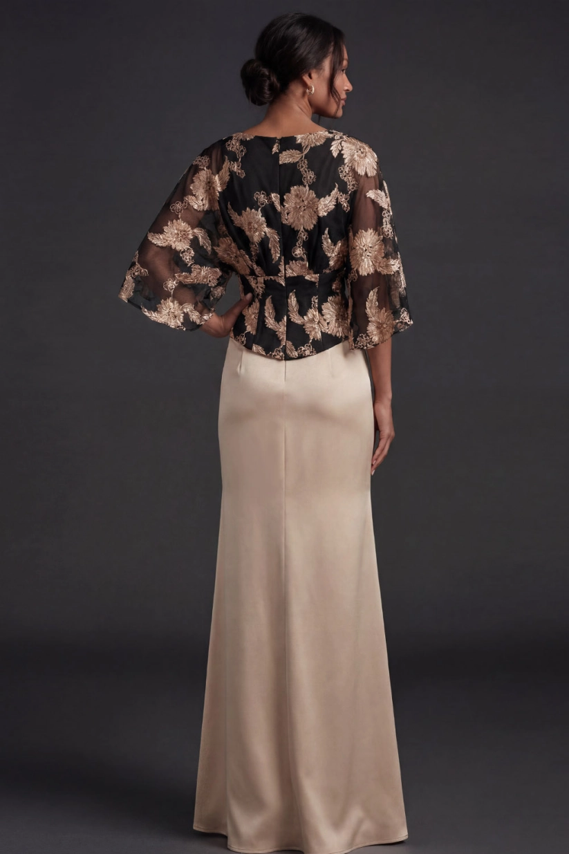 Black Mermaid Ruffle Sleeves Maxi Formal Dress