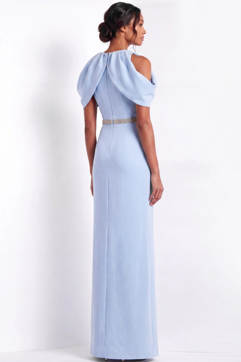 Black White Sheath Cold Shoulder Formal Evening Dress
