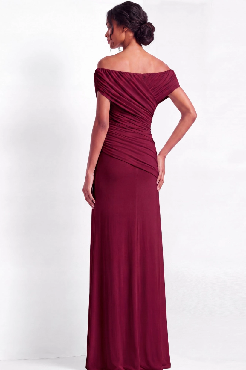 Dark Green Off Shoulder Ruched Wedding Guest Dress