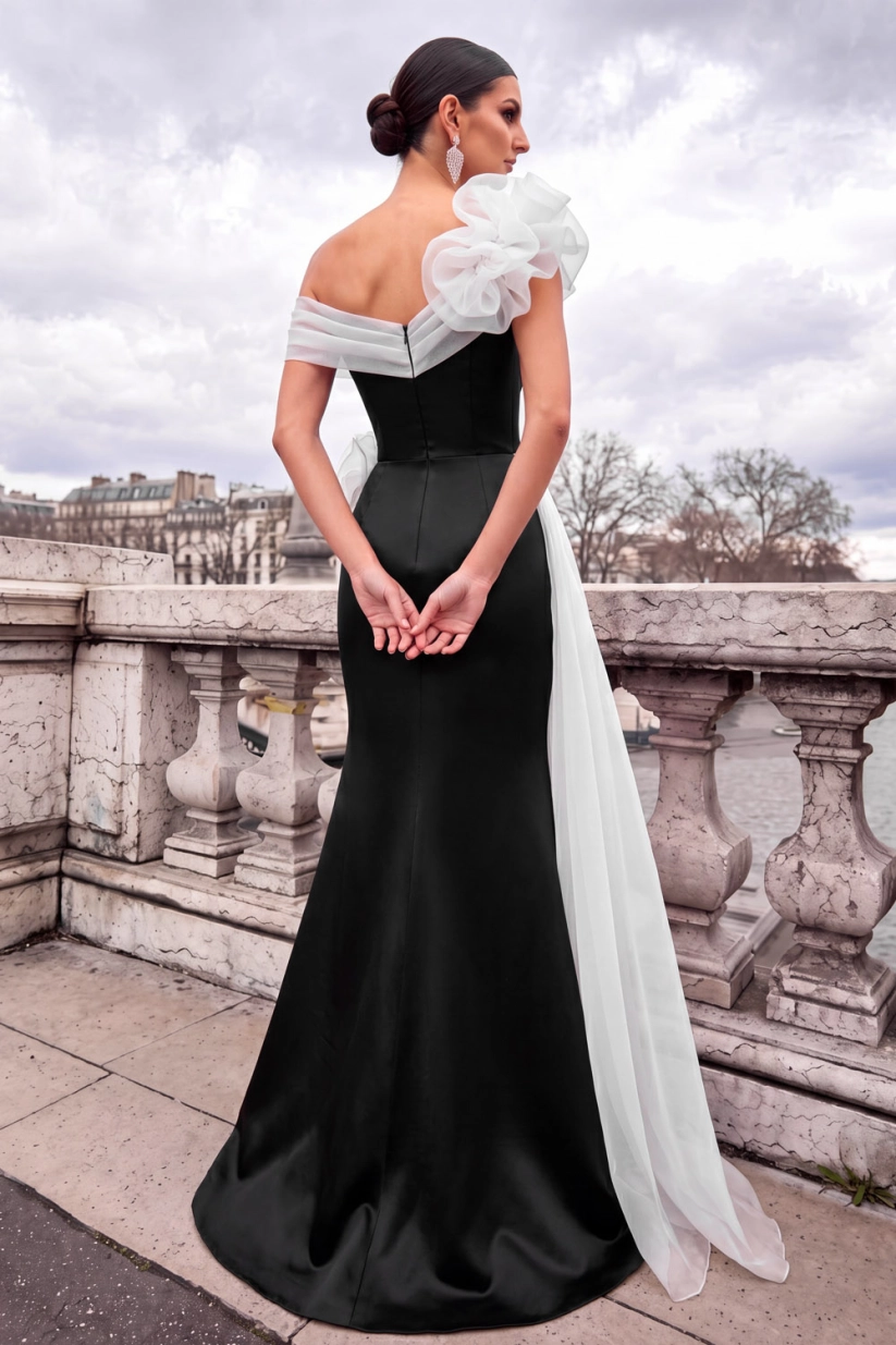 Champagne One Shoulder Mermaid Maxi Formal Dress with 3D Flower