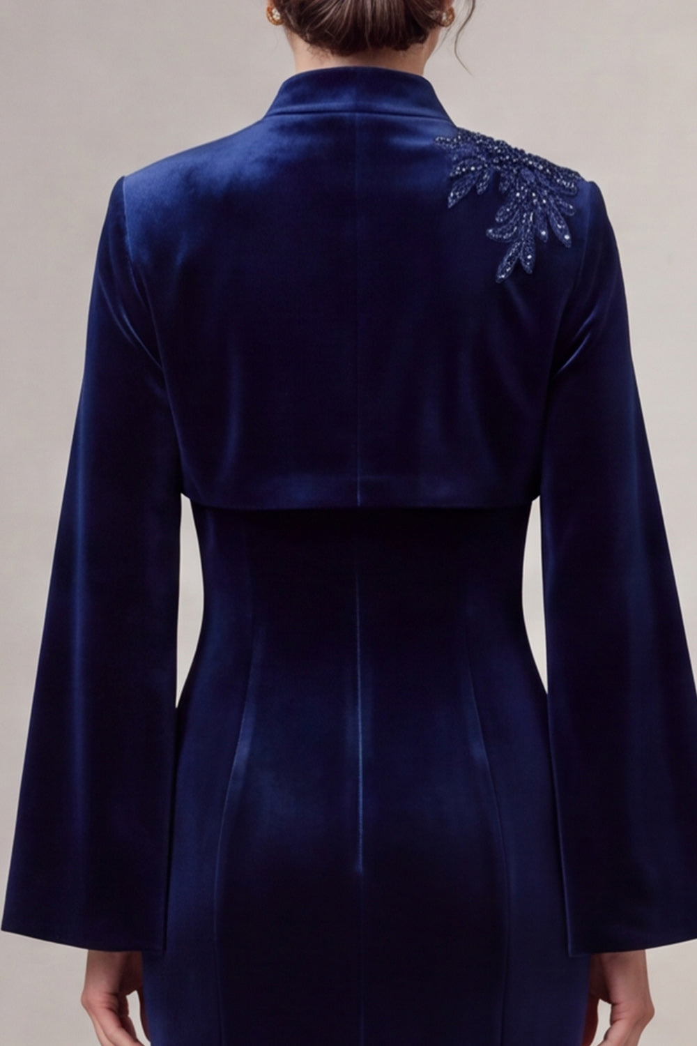 Mermaid Long Sleeve Navy Beaded Mother Of The Bride Dress