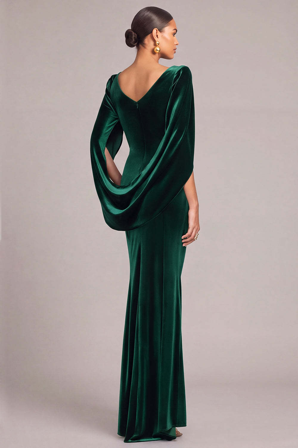 Dark Green Mermaid Cowl Neck Ruched Long Formal Dress