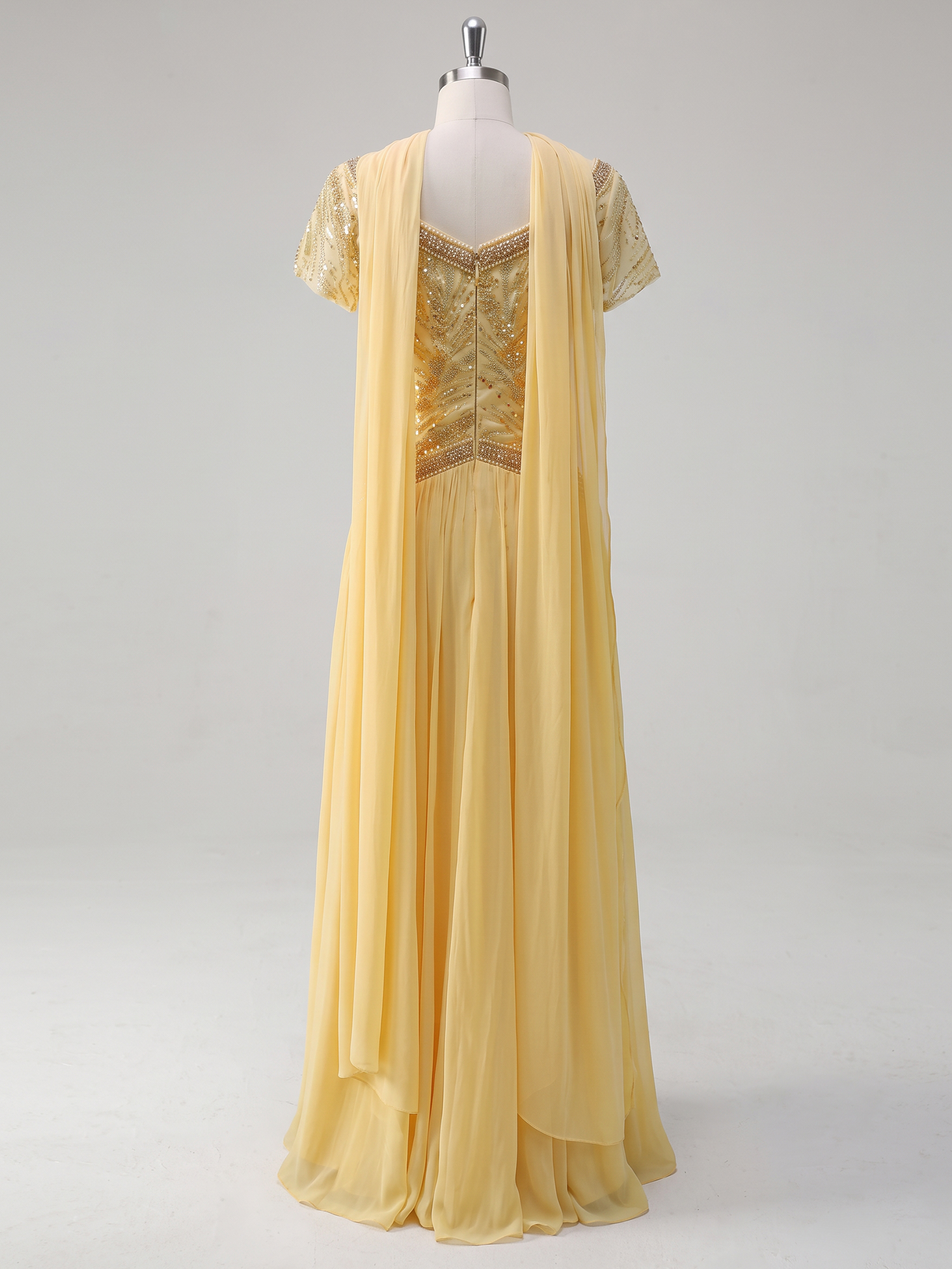A Line Sweetheart Elegant Pleated Evening Dresses with Beadings & Scarf