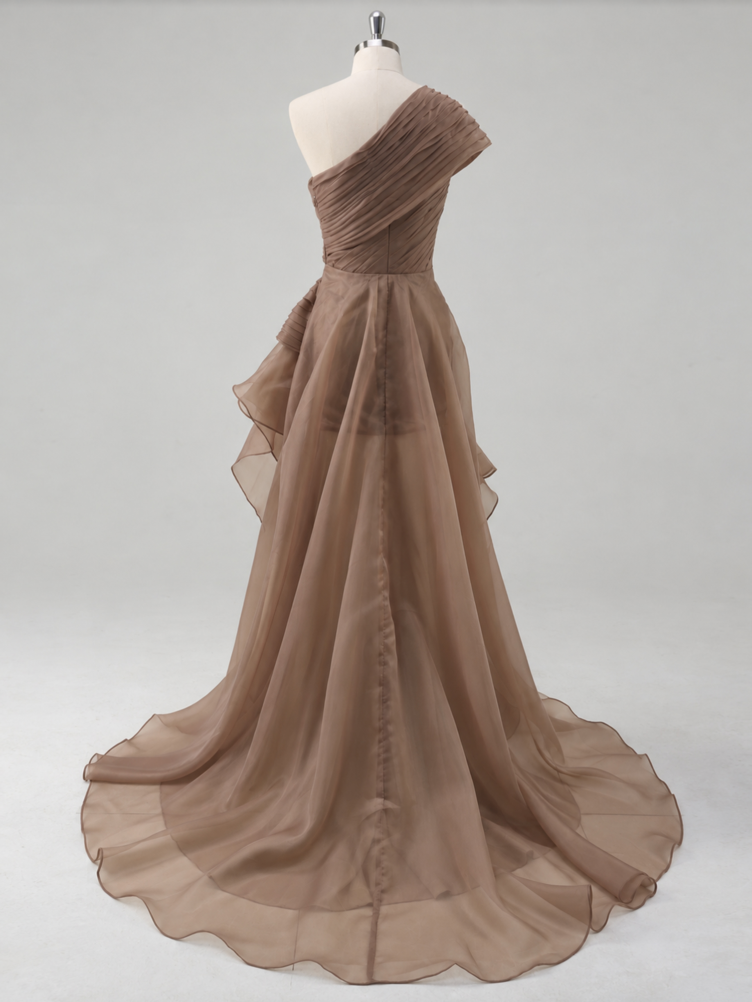 Asymmetrical One-shoulder Pleats Maxi Dress