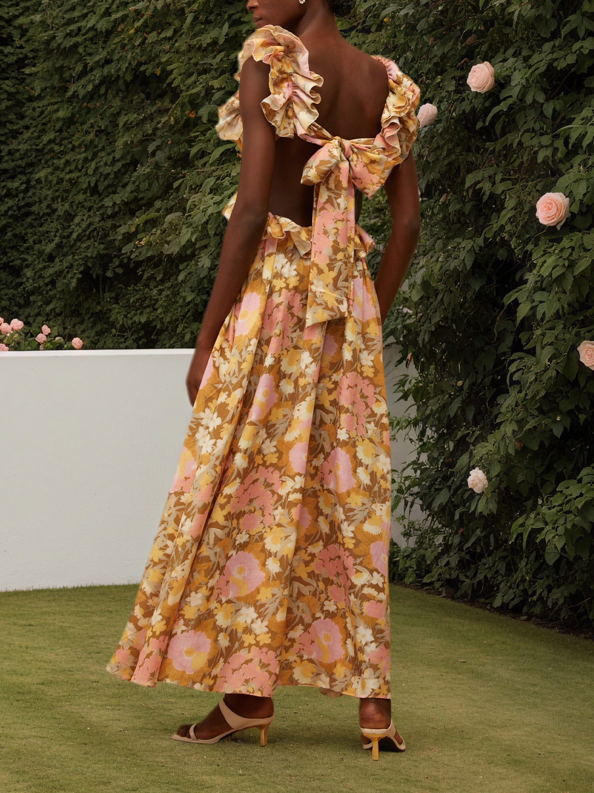 Open Back Floral Print Maxi Dress