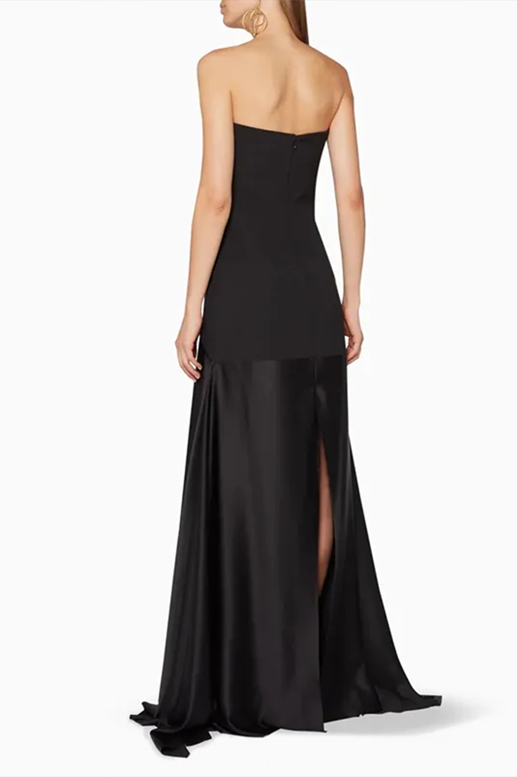 Wedding Guest Dress Black Bandeau Off-shoulder Sleeveless Draped Maxi Dress