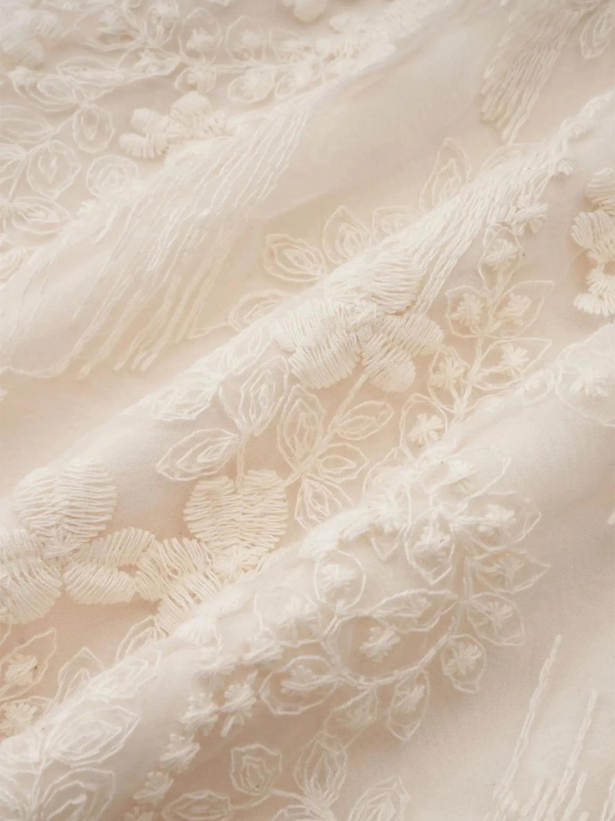 Apricot V-Neck Lace Embroidered Midi Dress