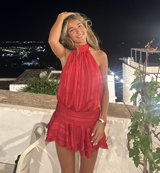 Women Red Textured Striped Halter Mini Dress Elastic Waist Ruffle Hem Mini Dress