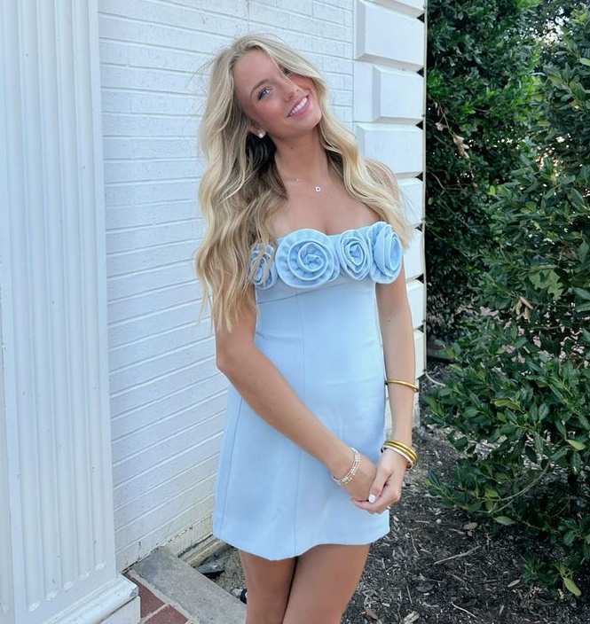 Sky Blue Rosette Tube Mermaid Party Homecoming Dress