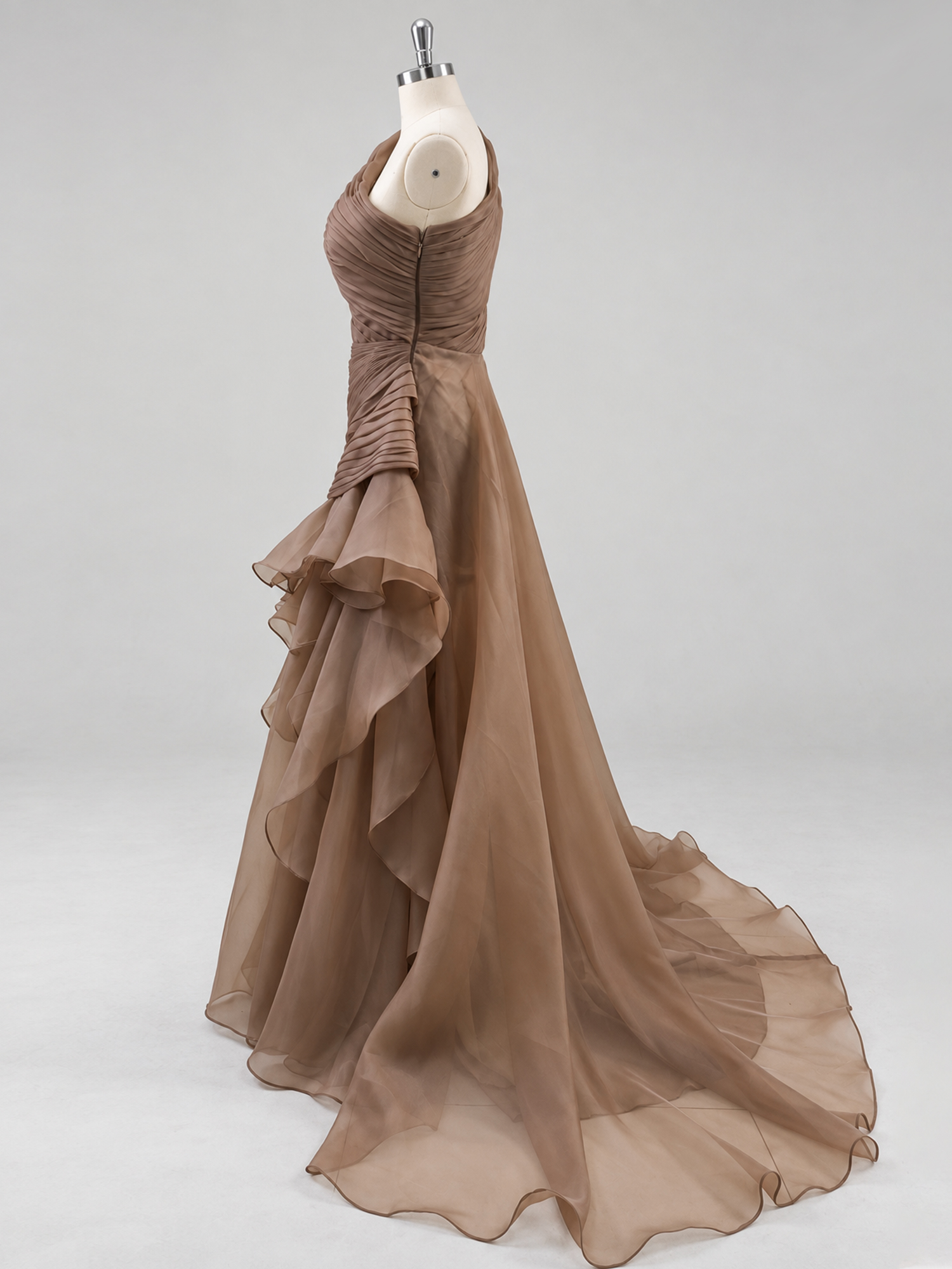 Asymmetrical One-shoulder Pleats Maxi Dress