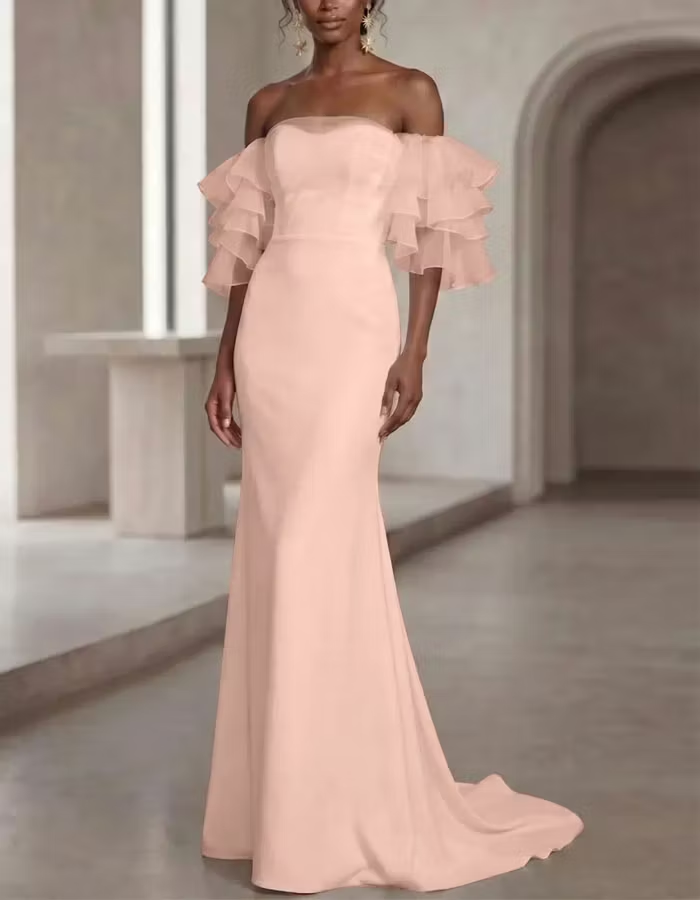 Mustard Yellow Backless Bow Belt Flowing Chiffon Maxi Dress