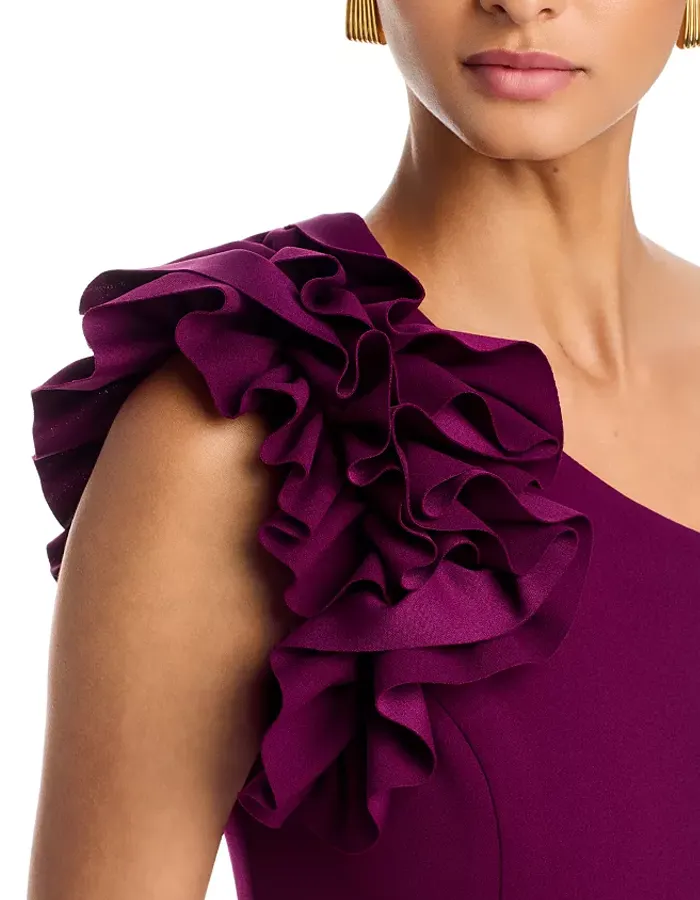 One Shoulder 3D Ruffle Maxi Dress