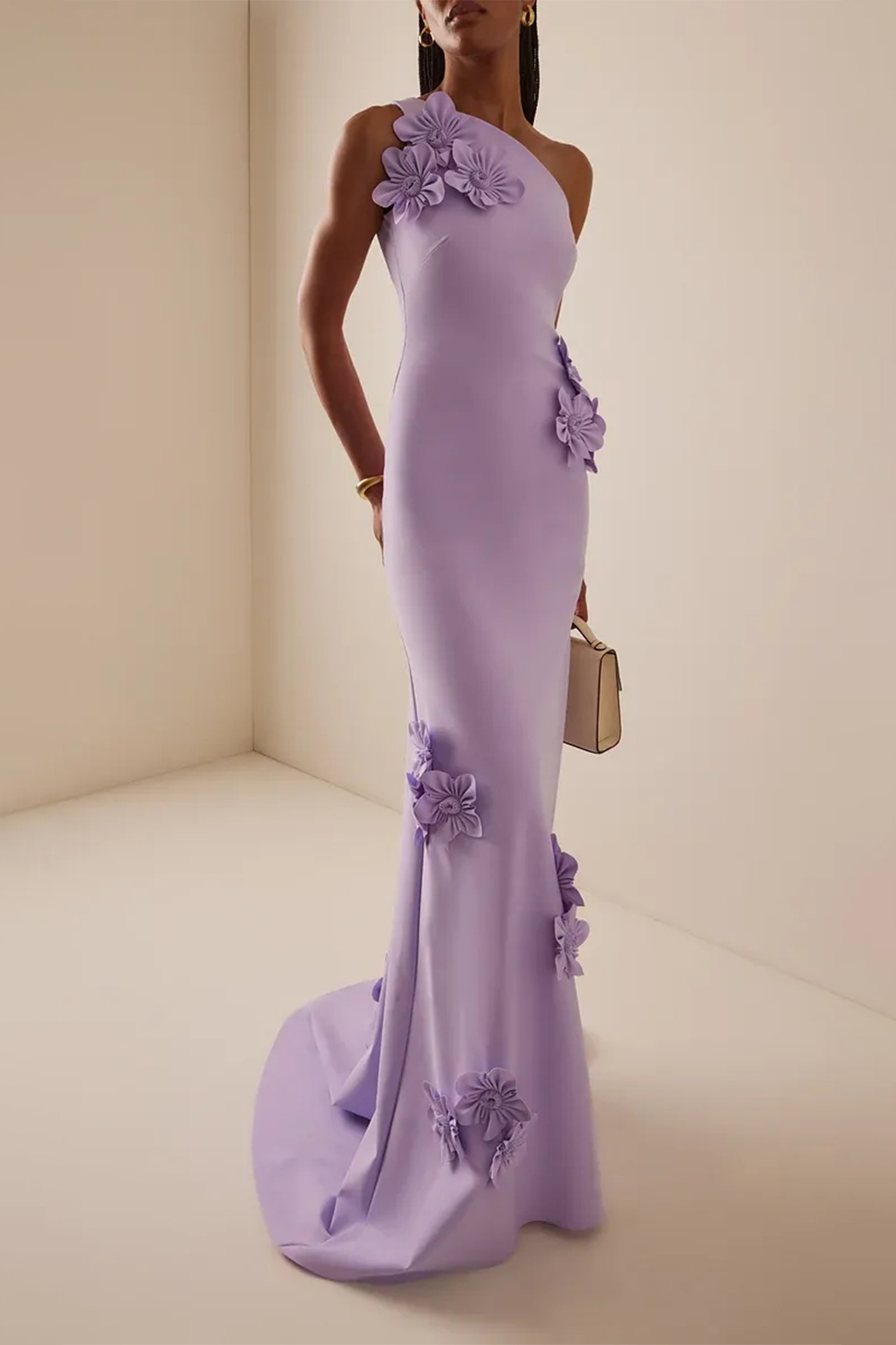 Exclusive Everard Floral-Appliquéd Cady Gown