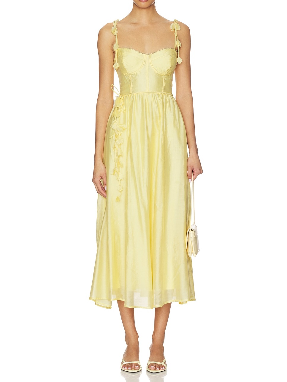 Date Night Must-Have: Yellow Flared Bustier Midi Dress