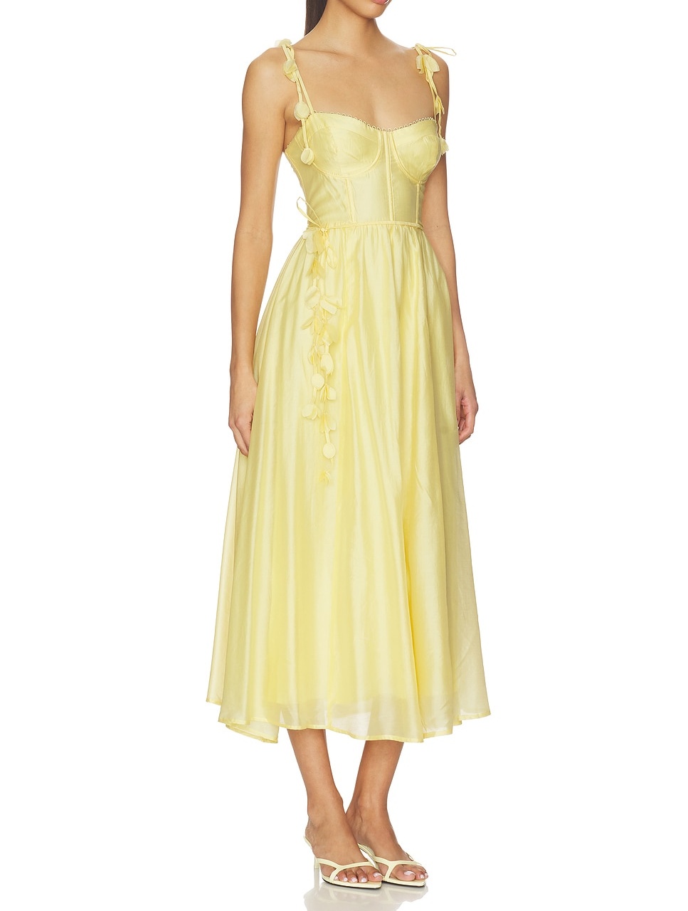 Date Night Must-Have: Yellow Flared Bustier Midi Dress