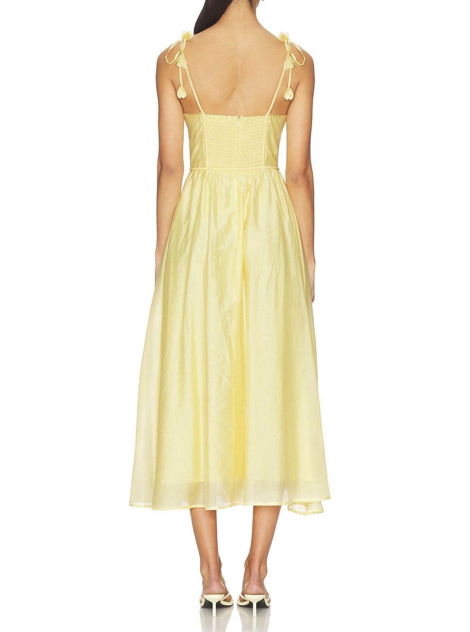 Date Night Must-Have: Yellow Flared Bustier Midi Dress