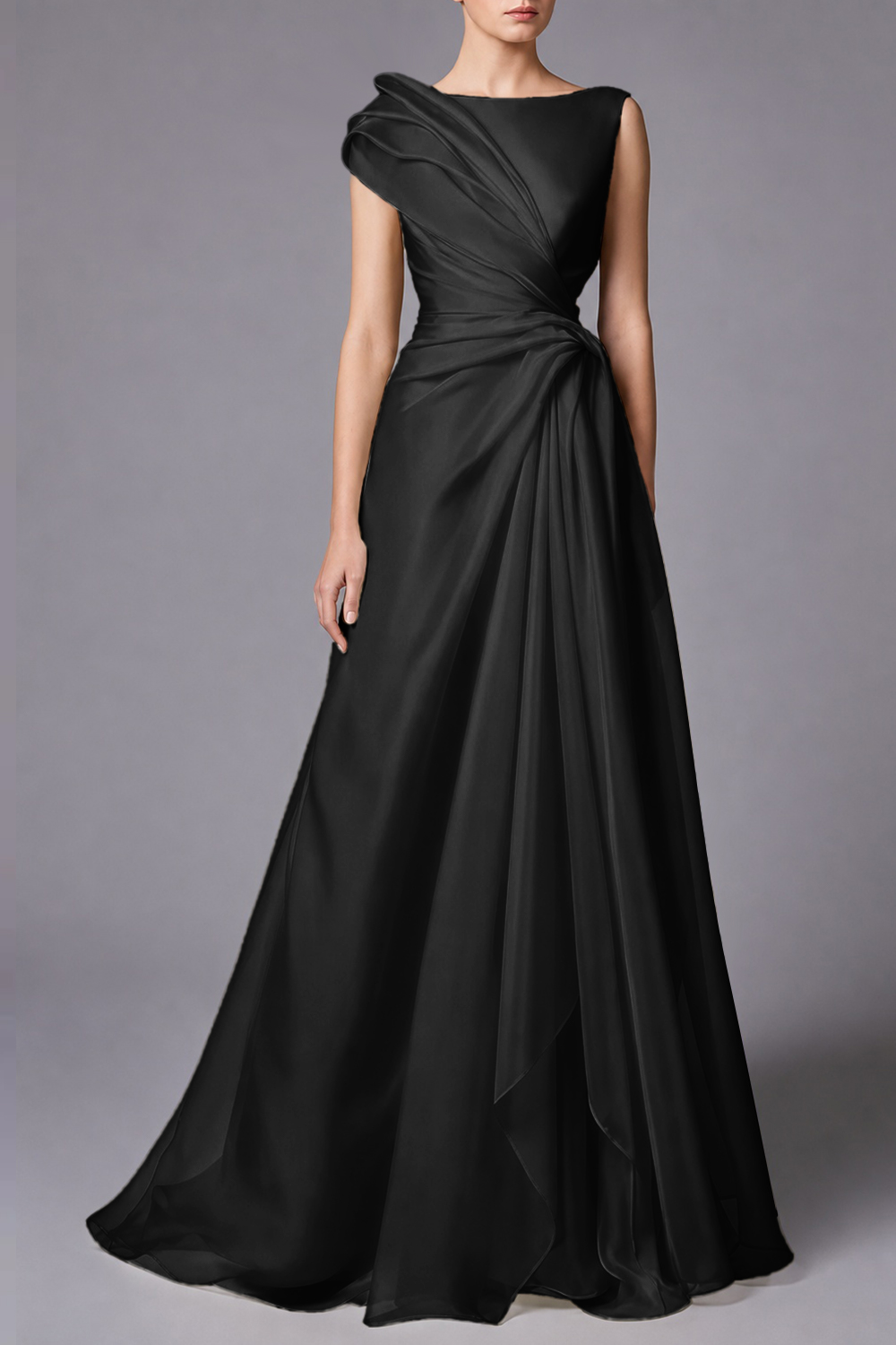 Sleeveless Cinched-Waist Floor-Length Maxi Dress