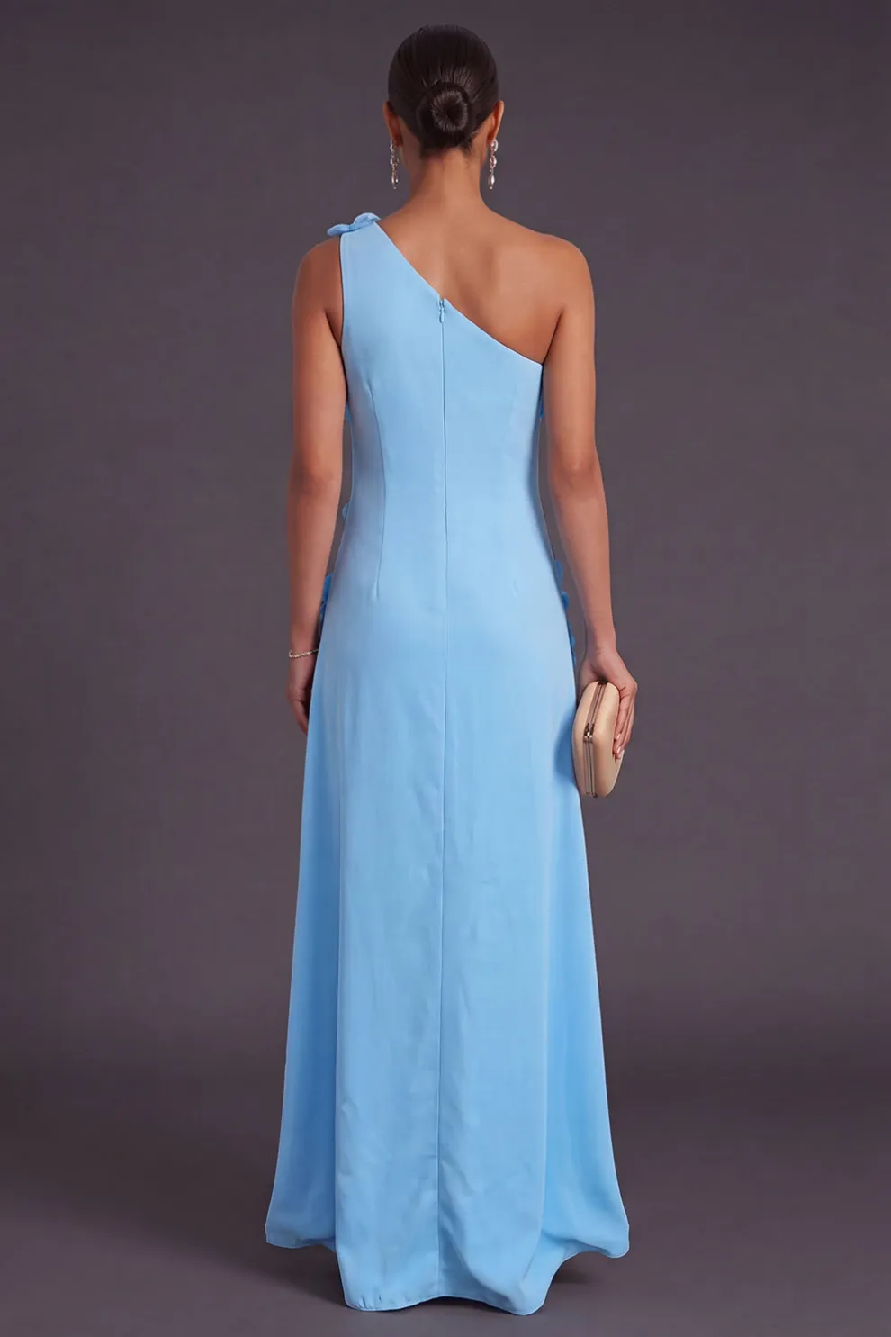 Yellow Floral One Shoulder Sheath Long Formal Dress