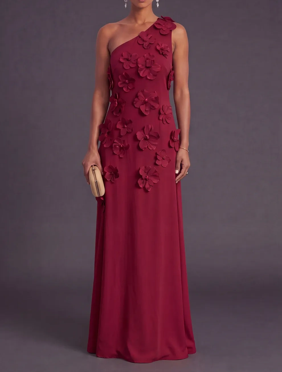 Yellow Floral One Shoulder Sheath Long Formal Dress