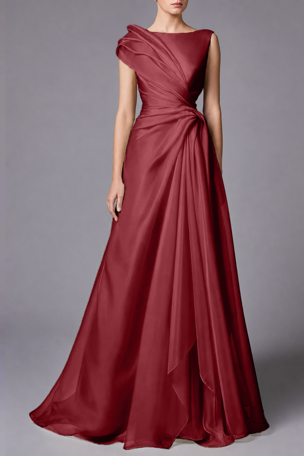 Sleeveless Cinched-Waist Floor-Length Maxi Dress